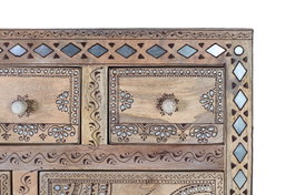 GINER Y COLOMER Aparador haut en bois de manguier et MDF, Natural et blanc